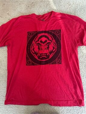 Men's Red Graphic Crew Tee with Bold Front Art